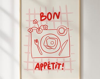 キッチンウォールアート（印刷可能）、Bon Appétitの名言アート、ダイニングルーム装飾（デジタルダウンロード）