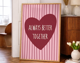 Art mural coeur romantique affiche devis imprimable décoration de chambre à coucher couple cadeau Saint-Valentin à télécharger
