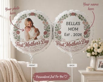 Globo fotográfico del primer Día de la Madre / Corona floral vintage, recuerdo personalizado