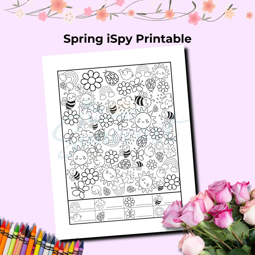 Spy Spring Chart Spring Ispy Printable Activity Sheet | Find and Count Activity (digital ...
