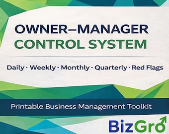 Owner–Manager Control System | Daily Weekly Monthly Quarterly Business Checklists | Small Business Management Toolkit