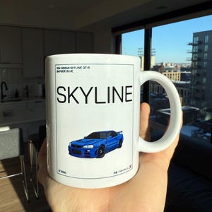 Custom Nissan Skyline R34 GT-R Mug: JDM Sports Car Coffee Cup