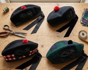 Scottish Glengarry Hat Wool Piper Cap Beret Kilts Army Bagpipe