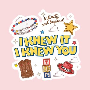 I Knew It I Knew You Sticker, Disney Toy Story Friendship Bracelet Vinyl Decal, TS5 Music Cowboy Boot Waterproof Sticker image 2
