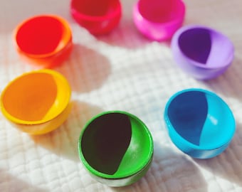 Rainbow Sorting Bowls | Small Wooden Sensory Raibow Painted Bowls | Engaging Tools and Accessories for Sensory Play |