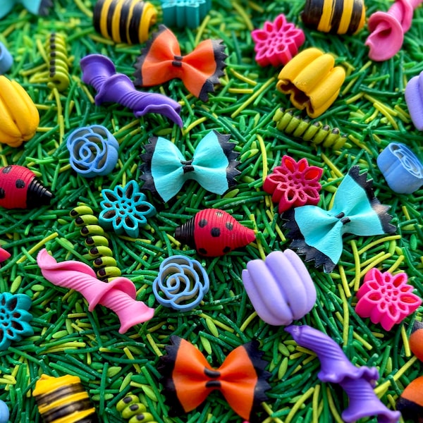 Spring Bugs Life in Bloom Sensory Bin Filler – Bright Colored Pasta Mix