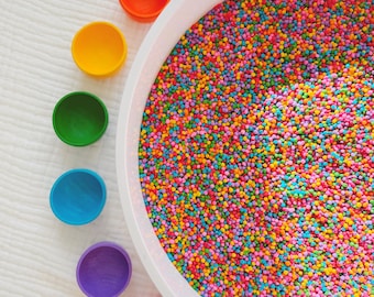 Sensory Bin Filler | Rainbow Couscous | Bright Colored Play
