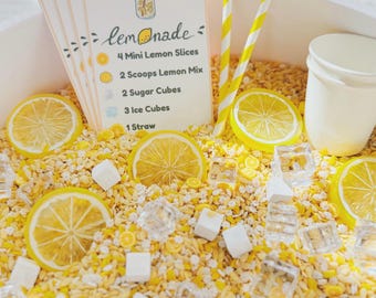 Lemonade Sensory Bin Filler – Sensory Toddler Play - Lemonade Stand Dramatic Play