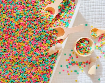 Sensory Bin Filler | Spring Sensory Mix | Bright Colored Flower Pasta for Sensory Play