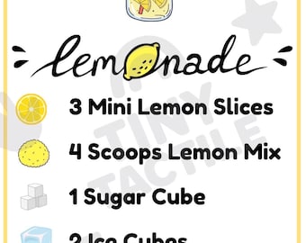 Lemonade Recipe Cards – Sensory Bin Pretend Play (Digital Download, Set of 16 Cards)