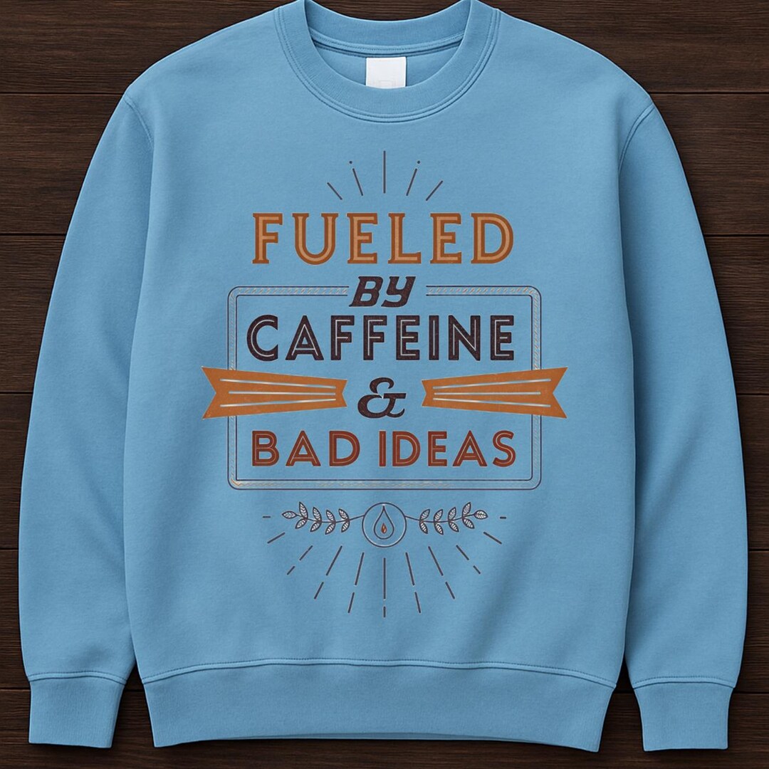 Fueled by Caffeine & Bad Ideas PNG | Funny Coffee Quote Retro Design ...