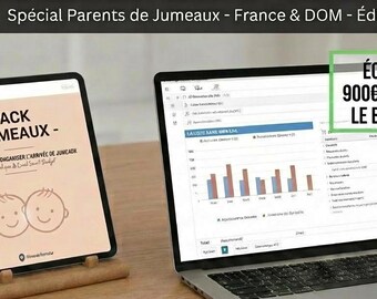 Twin Budget Excel Pack & Guide: Organizing the Arrival of Twins | Childcare Cost Calculator, Tax Credit, Baby Care Shopping List