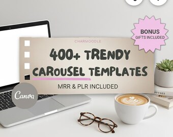 400+ Aesthetic Faceless Carousel Templates | Canva Social Media Bundle IG & TikTok | PLR/MRR Resell Rights