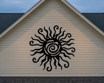 Wacky Sun Outdoor Metal Wall Art Decor - Unique Patio & Garden Decoration - Whimsical Spiral Sun