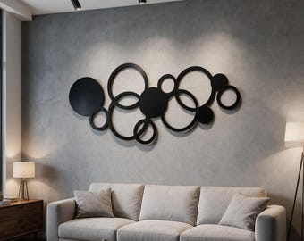 Luxury Geometric Circle Metal Wall Art, Large Abstract Round Wall Decor, Contemporary Living Room Statement