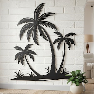 Palm Tree Metal Wall Art – Tropical Beach House Decor