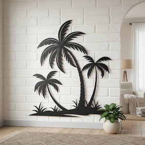 Palm Tree Metal Wall Art – Tropical Beach House Decor