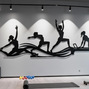 Decorazione murale in metallo per Pilates e Yoga di grandi dimensioni, decorazione per studio fitness