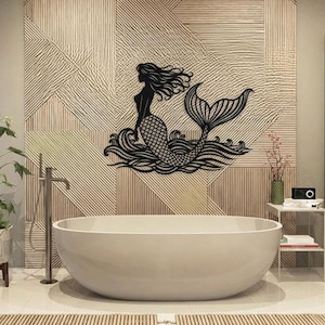 Mermaid Metal Wall Art | Ocean Bathroom Decor