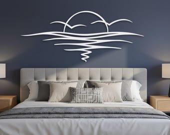 Sunset Ocean Metal Wall Art | Coastal Home Decor, Beach House Sign