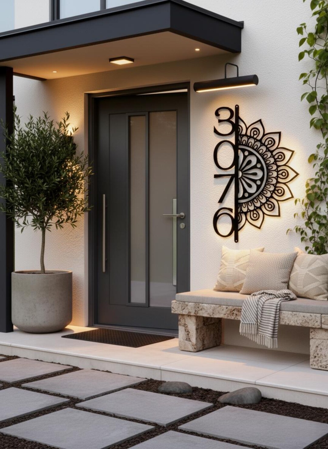 Modern Metal House Number Sign – Mandala Address Plaque - Etsy