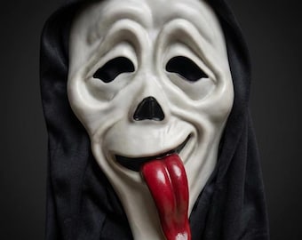 Ghostface Wassup Mask – Scary Movie Tongue Horror Mask – Grappig Halloween-cosplaykostuum