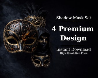 Collectie schaduwmaskers | 4 donkere luxe png-ontwerpen (digitale download)