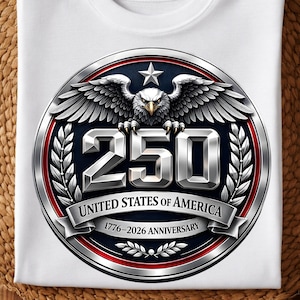 USA 250th Anniversary PNG Bundle 1776-2026 | America 250 Semiquincentennial Faux Embroidery Emblem | Eagle Patch Sublimation