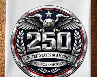 USA 250th Anniversary PNG Bundle 1776-2026 | America 250 Semiquincentennial Faux Embroidery Emblem | Eagle Patch Sublimation