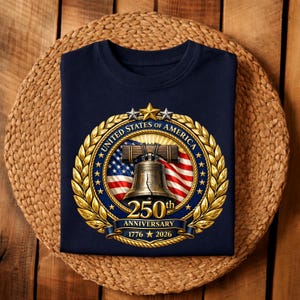USA 250th Anniversary Liberty Bell PNG 1776-2026 | America 250 Semiquincentennial 3D Metallic Emblem Sublimation Design