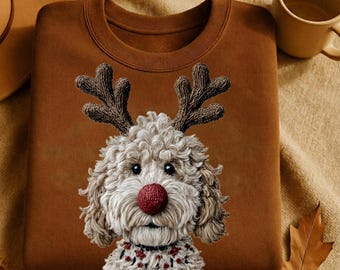 Faux Yarn Reindeer Dog PNG — Cozy Christmas Puppy Sublimation, Cricut & Silhouette Friendly (Instant Download)