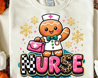 Christmas Nurse PNG | Gingerbread Nurse Sublimation Design | Cute Nurse Cookie Clipart | Winter Nurse Shirt Tumbler PNG Digital Download