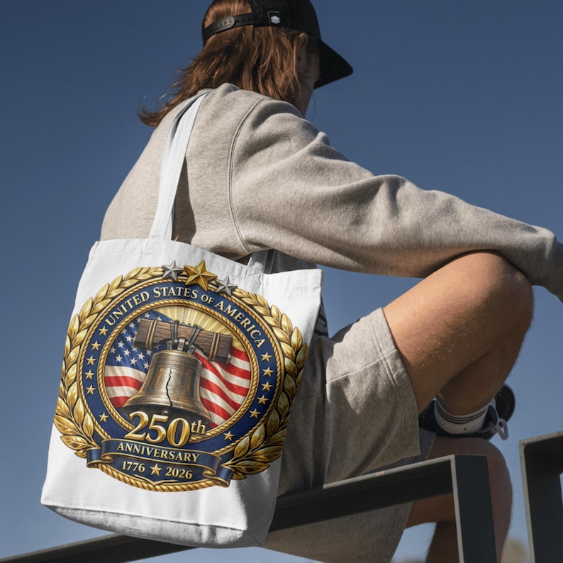USA 250th Anniversary Liberty Bell PNG 1776-2026 | America 250 Semiquincentennial 3D Metallic Emblem Sublimation Design