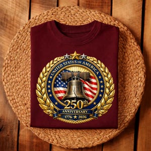 USA 250th Anniversary Liberty Bell PNG 1776-2026 | America 250 Semiquincentennial 3D Metallic Emblem Sublimation Design