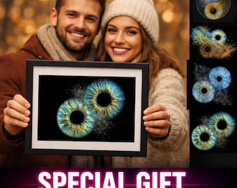 Custom Couple Iris Portrait from Photo | Personalized Eye Art Printable | Anniversary Wedding Valentine Gift | Digital Download