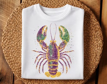 Glitter Mardi Gras PNG | Louisiana Crawfish & Fleur De Lis | Coquette Retro Brushstroke | King Cake | Sublimation DTF Design