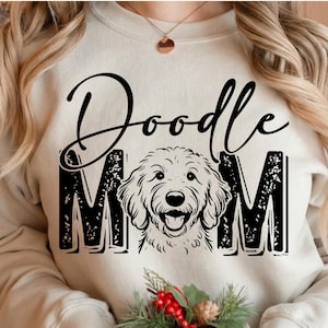 Doodle Mom PNG — Distressed Dog Mom Design | 300 DPI Transparent Sublimation PNG (Instant Download)