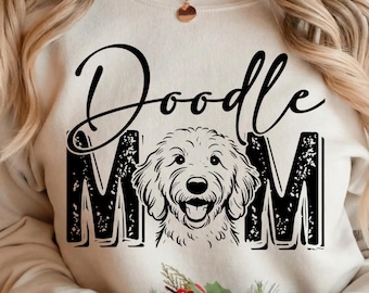 Doodle Mom PNG — Distressed Dog Mom Design | 300 DPI Transparent Sublimation PNG (Instant Download)