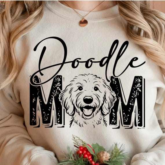 Doodle Mom PNG — Distressed Dog Mom Design | 300 DPI Transparent Sublimation PNG (Instant Download)