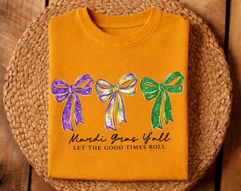 Preppy Mardi Gras Y’all PNG Bundle | Coquette Fleur de Lis & Bow | Brushstroke Louisiana Mardi Gras PNG | Sublimation Design