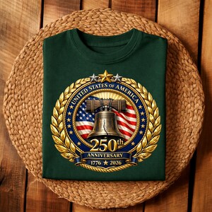 USA 250th Anniversary Liberty Bell PNG 1776-2026 | America 250 Semiquincentennial 3D Metallic Emblem Sublimation Design