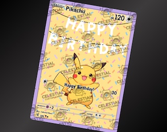 Birthday Pikachu | Custom Made Card | Fan Art Card