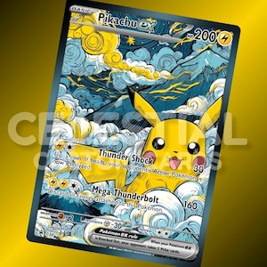 Pikachu with The Starry Night Van Gogh Inspired - Perfect Gift for