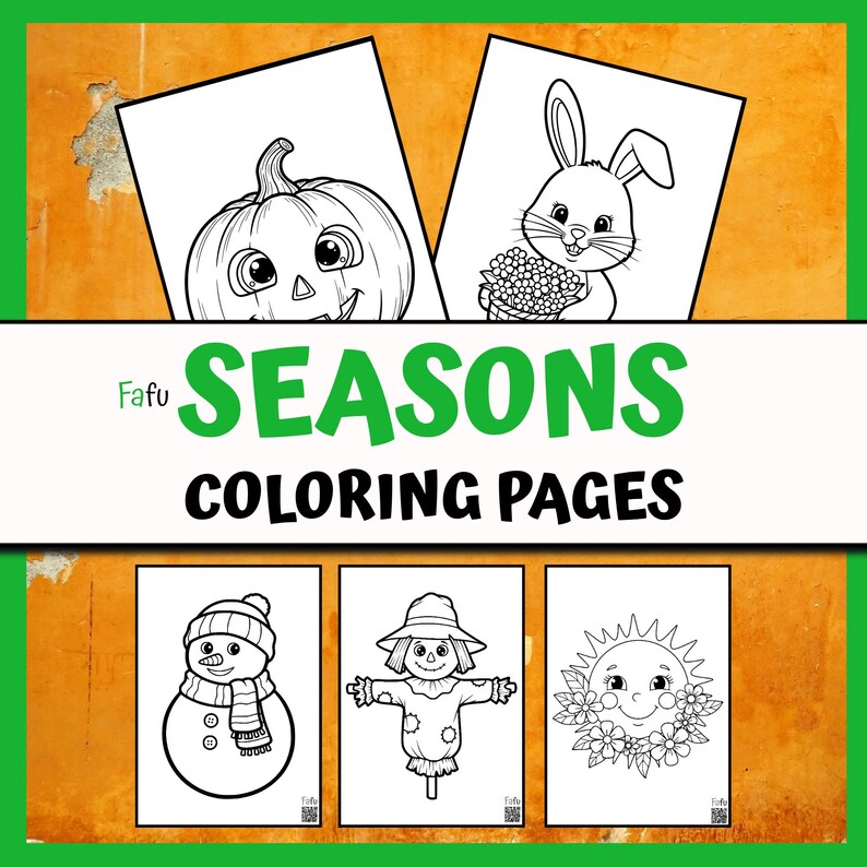 Four Seasons Coloring Pages: Simple Line Art for Kids (printable PDF ...