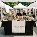 Custom Logo Table Runner for Vendor Booth Display, Personalized Linen Table Runner for Markets, Craft Fairs & Small Business Branding