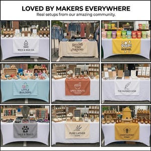 Custom Logo Table Runner, Linen Canvas Booth Banner, Market Vendor Tablecloth, Craft Fair Display Sign, Small Business Branding Decor image 8