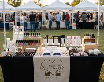 Custom Logo Table Runner | Canvas  Linen Booth Banner for Markets & Craft Fairs | Personalized Vendor Table Display