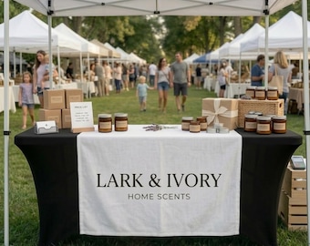 Custom Logo Table Runner, Personalized Table Runner for Business Display, Vendor Booth Decor for Markets, Pop Up Shops & Trade Shows