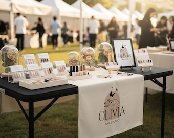 Custom Logo Table Runner | Market Decor Business Sign for Vendor Tables | Personalized Booth Branding Cloth