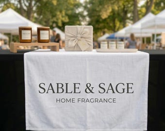 Custom Table Runner with Logo, Logo Table Runner for Vendor Booth Display, Business Branding Decor, Trade Show & Pop Up Shop Table Banner